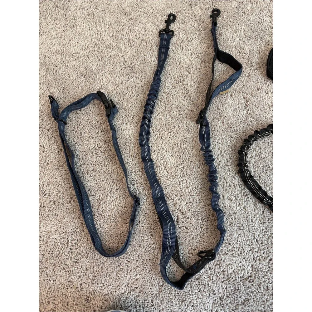 Hands Free Dog Leash With Zipper Pouch Black & Navy Blue